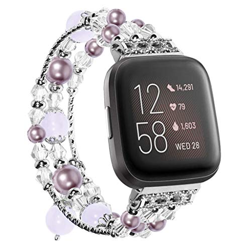 ALeis Handgefertigtes Achat-Armband für Fitbit Versa/Fitbit Versa 2 (lila) von ALeis