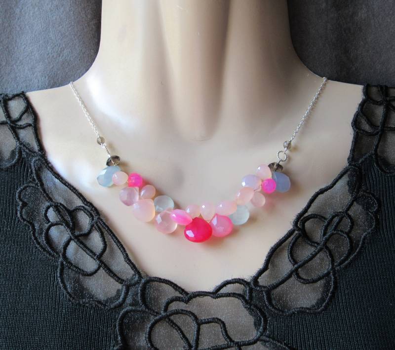 Multi Chalcedon Halskette - Multicolor, Edelstein-Cluster, Silber Multi Chalcedon Halskette - Multicolor, Edelstein-Cluster, Silber von AListDesigns