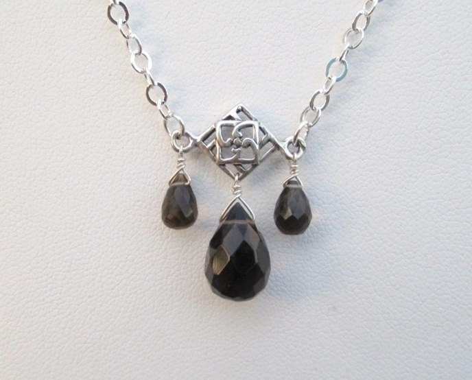 Rauchquarz Halskette - Silber, Trio Von Edelsteinen von AListDesigns