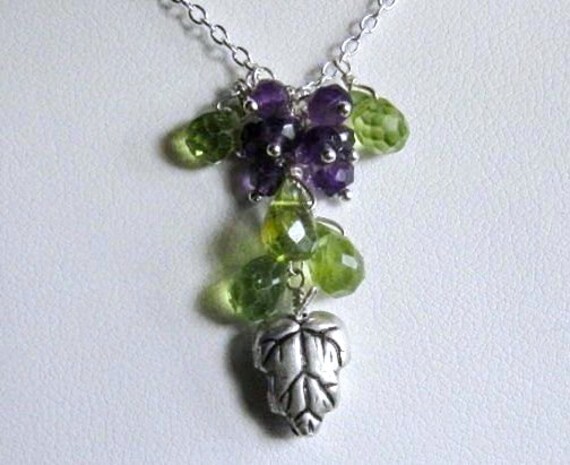Traube Bündel Halskette - Silber, Peridot, Amethyst, Cluster-Design von AListDesigns