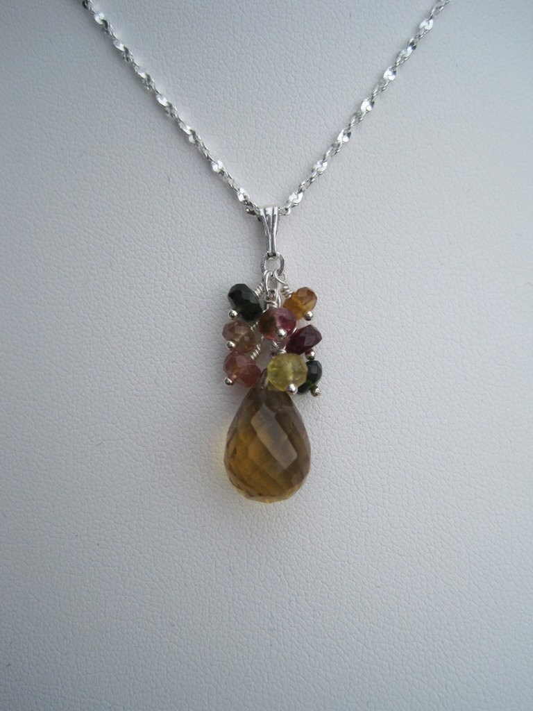 Turmalin-Cluster-Halskette Mit Bierquarz in Silber von AListDesigns