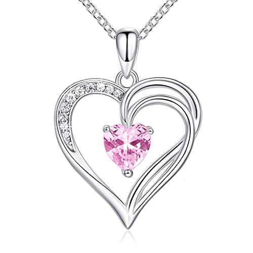 AM ANNIS MUNN 925 Sterling Silber Kette Herz Halskette Damen Geburtsstein Halskette für Frauen Doppelherz Kette Silber Schmuck Damen Geschenke für Frauen Mama Freundin (10-Turmalin) AM ANNIS MUNN 925 Sterling Silber Kette Herz Halskette Damen Geburtsstein Halskette für Frauen Doppelherz Kette Silber Schmuck Damen Geschenke für Frauen Mama Freundin (10-Turmalin) von AM ANNIS MUNN