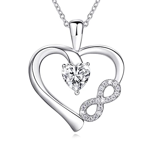 AM ANNIS MUNN 925 Sterling Silber Kette Herz Damen Halskette für Damen Infinity Schmuck Mit Zirkonia Geburtstag Geschenke für Frauen Mama von AM ANNIS MUNN