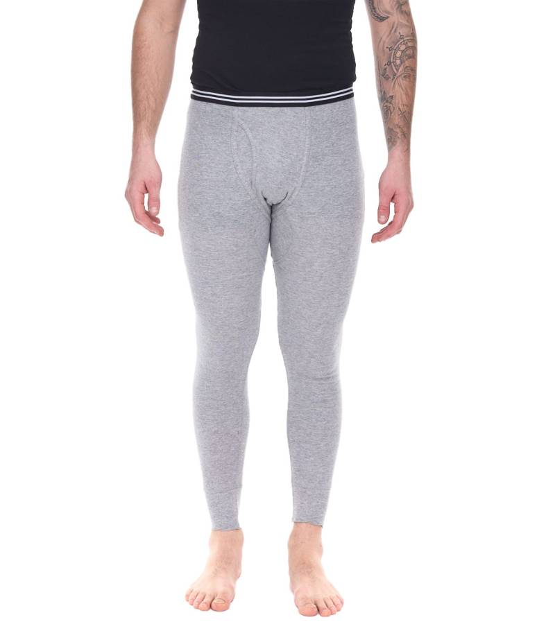 AM LEGEND Herren Ski-Unterhose nachhaltige lange Unterhose aus reiner Baumwolle 26183 Grau von AM LEGEND