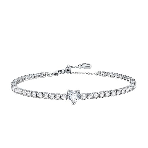 AM RINO MILANO Damen Tennis Armband mit buntem Herz Zirkonia Elegant Glitzer Schmuck mehrere Farben Romantisches Geschenk für Freundin, Medium, Silber, Zirkon AM RINO MILANO Damen Tennis Armband mit buntem Herz Zirkonia Elegant Glitzer Schmuck mehrere Farben Romantisches Geschenk für Freundin, Medium, Silber, Zirkon von AM RINO MILANO