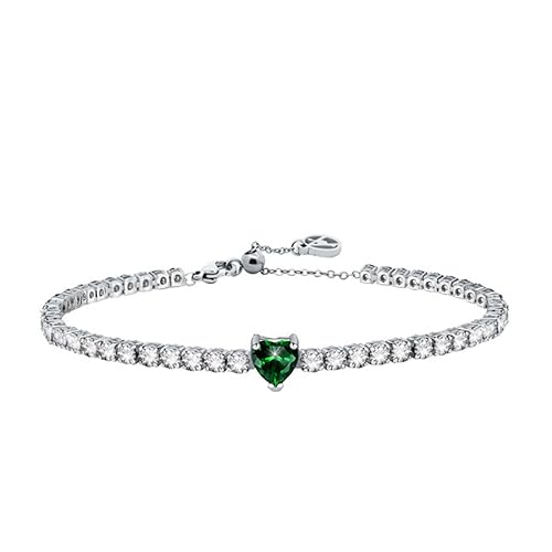 AM RINO MILANO Damen Tennis Armband mit buntem Herz Zirkonia Elegant Glitzer Schmuck mehrere Farben Romantisches Geschenk für Freundin, Medium, Silber, Zirkon AM RINO MILANO Damen Tennis Armband mit buntem Herz Zirkonia Elegant Glitzer Schmuck mehrere Farben Romantisches Geschenk für Freundin, Medium, Silber, Zirkon von AM RINO MILANO