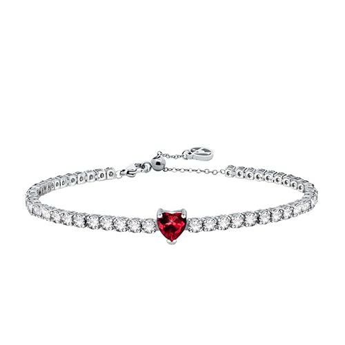 AM RINO MILANO Damen Tennis Armband mit buntem Herz Zirkonia Elegant Glitzer Schmuck mehrere Farben Romantisches Geschenk für Freundin, Medium, Silber, Zirkon AM RINO MILANO Damen Tennis Armband mit buntem Herz Zirkonia Elegant Glitzer Schmuck mehrere Farben Romantisches Geschenk für Freundin, Medium, Silber, Zirkon von AM RINO MILANO