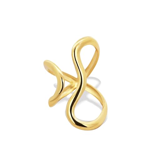 AM RINO MILANO Offener geometrischer Ring, Edelstahl, 18 K vergoldet, geflochtenes Design, moderner Stil, verblasst nicht, Regolabile, Edelstahl vergoldet mit 18 Karat Gold AM RINO MILANO Offener geometrischer Ring, Edelstahl, 18 K vergoldet, geflochtenes Design, moderner Stil, verblasst nicht, Regolabile, Edelstahl vergoldet mit 18 Karat Gold von AM RINO MILANO