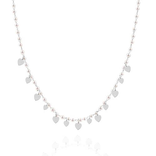 AM RINO MILANO Perlenkette mit Herzanhänger, verstellbare Kette 40 + 5 cm, Edelstahl 316, erhältlich in Gold, Silber und Roségold, Regolabile, Zirkonia, Perle AM RINO MILANO Perlenkette mit Herzanhänger, verstellbare Kette 40 + 5 cm, Edelstahl 316, erhältlich in Gold, Silber und Roségold, Regolabile, Zirkonia, Perle von AM RINO MILANO
