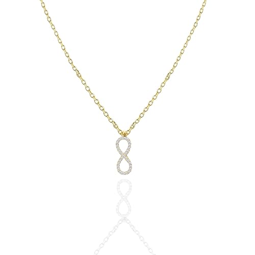 Halskette Infinity mit Zirkonia, minimalistischer Anhänger, erhältlich in Gold und Silber, elegantes Geschenk für Damen, Regolabile, Zirkonia, Zirkonia von AM RINO MILANO