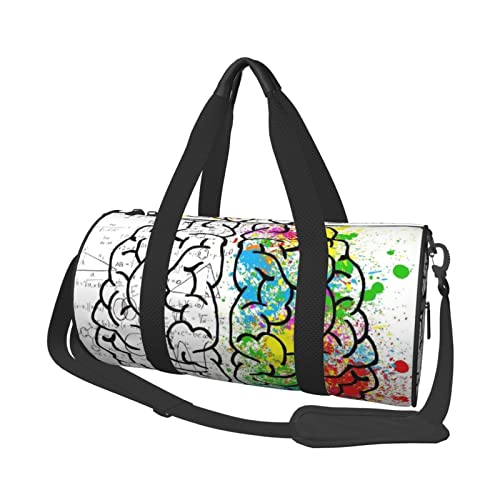 Reisetasche mit geometrischem Gehirnbild mit Wissenschaft, Sporttasche, für Damen und Herren, Schulter-Sport, Reisetasche, Weekender, Workout-Tasche für Training, Yoga, Radfahren, Schwimmen, Camping, von AMACAY