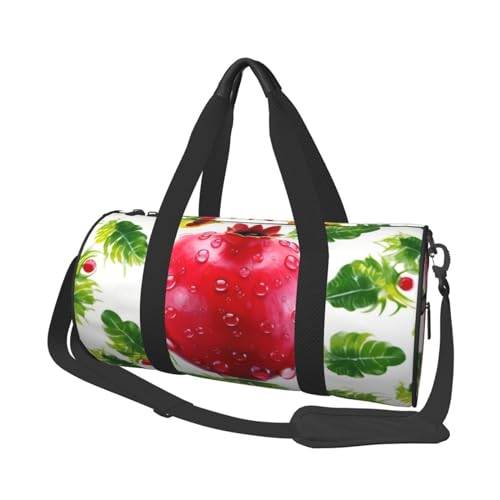 Reisetasche mit rotem Fruchtmotiv, Sporttasche für Damen und Herren, Schulter-Sport, Reisetasche, Weekender, Workout-Tasche für Training, Yoga, Radfahren, Schwimmen, Camping, Schwarz, Einheitsgröße, von AMACAY