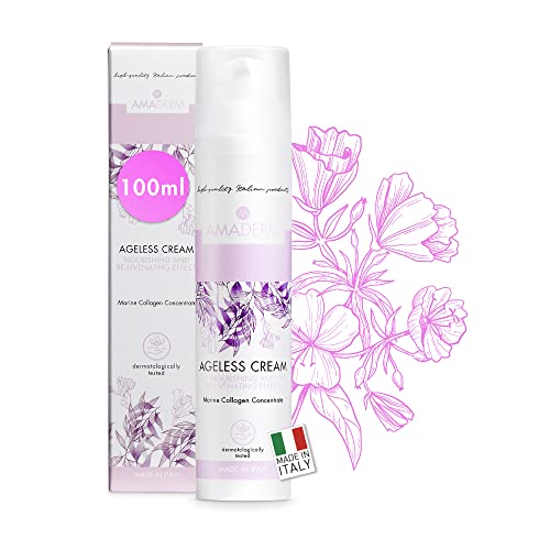 AMADERM Ageless Cream 100ml | Anti-Falten und Anti-Age Gesichtscreme für Frauen über 35| MADE IN ITALY Meereskollagen mit Hyaluronsäure, Vitamin E, Peptiden und Sheabutter | PHENOSSIETHANOL FREI von AMADERM