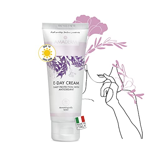 AMADERM E-DAY Tages-Feuchtigkeitscreme für Gesicht, MADE IN ITALY Anti Aging und Antioxidantien Gesichtscreme für Damen mit LSF, Vitamin E und Antioxidans 75ml von AMADERM