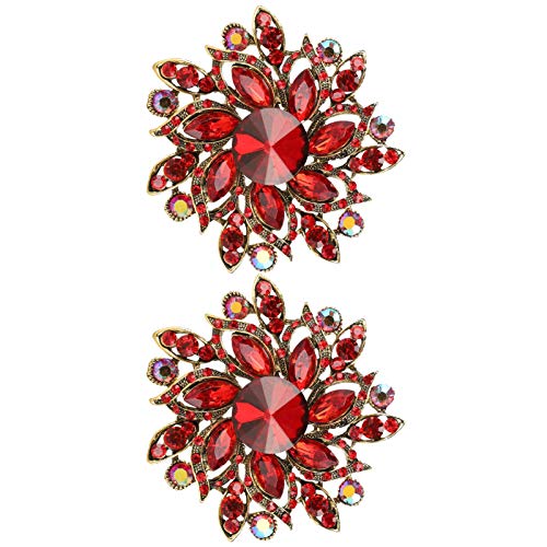 Blumenbrosche Diamant Brosche Reversabzeichen Elegante Modeaccessoires für Damen Herren und Kinder 2 Stück Hochwertige Legierung 65 x 65mm von AMAKO