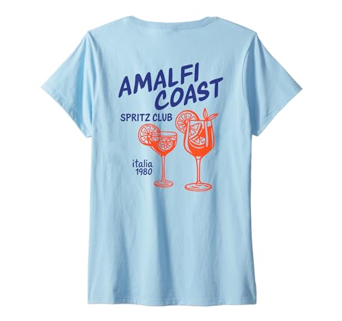 Damen Amalfi Coast Spritz Club. Italia 1980 Aperölchen Spritz Back T-Shirt mit V-Ausschnitt von AMALFI COAST X SPRITZ CLUB - Aperoli Spritz