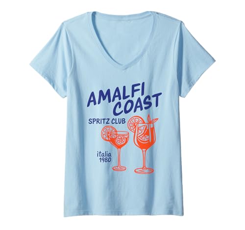 Damen Amalfi Coast X Spritz Club - Italia 1980 - Aperölchen Spritz T-Shirt mit V-Ausschnitt Damen Amalfi Coast X Spritz Club - Italia 1980 - Aperölchen Spritz T-Shirt mit V-Ausschnitt von AMALFI COAST X SPRITZ CLUB - Aperoli Spritz