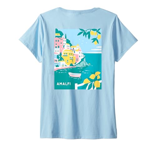 Damen Amalfi Painting Amalfi Kunst X Limone Limoncello Spritz Back T-Shirt mit V-Ausschnitt Damen Amalfi Painting Amalfi Kunst X Limone Limoncello Spritz Back T-Shirt mit V-Ausschnitt von AMALFI PAINTING - AMALFI KUNST X Zitronen Italien