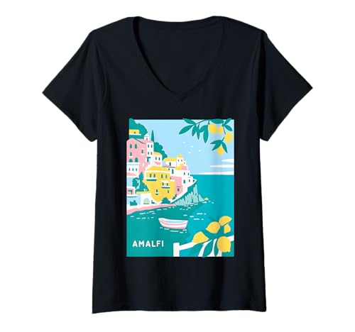 Damen Amalfi Painting - Amalfi Kunst X Limone Limoncello Spritz T-Shirt mit V-Ausschnitt Damen Amalfi Painting - Amalfi Kunst X Limone Limoncello Spritz T-Shirt mit V-Ausschnitt von AMALFI PAINTING - AMALFI KUNST X Zitronen Italien