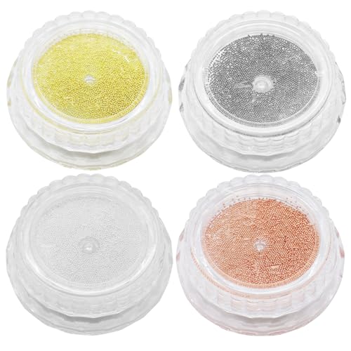 4 Stück Nageldekorationen Set, Nail Art Strasssteine,Nagel Stahlkugeln Nägel Halbrunde Perlenkugeln Charms Klein Edelstahl-Perlen Caviar Beads Flatback-Perlen Frauen Acryl Nagel Dekorationen Design von AMANDELIZABE