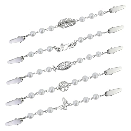 5 Stück Vintage Cardigan Clips für Frauen Pullover Clips Brosche Antik Schal Clips Strickjacke Clips Kette Kragen Clips Verschluss für Kragen Umhang Schals Mantel von AMANDELIZABE