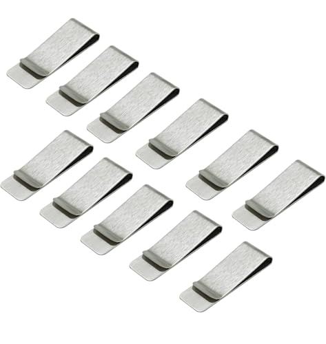 Geldklammern Set Edelstahl Geldscheinklammer Silber Geldclip Geld Klammer für Geldscheine Quittung Note Kreditkarte 52x20mm (11 Stück) von AMANDELIZABE
