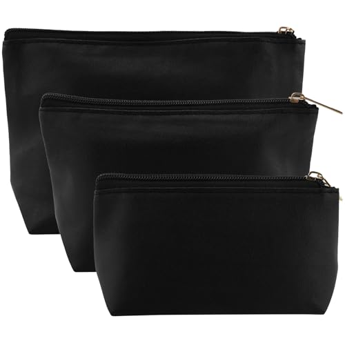 Kosmetiktasche Klein Schminktasche Klein für Handtasche 2 Stück Kleine Make Up Tasche Damen PU Leder Tragbare Makeup Bag 2Pcs mit Reißverschluss, Schwarz mit Mini Kosmetiktasche von AMANDELIZABE