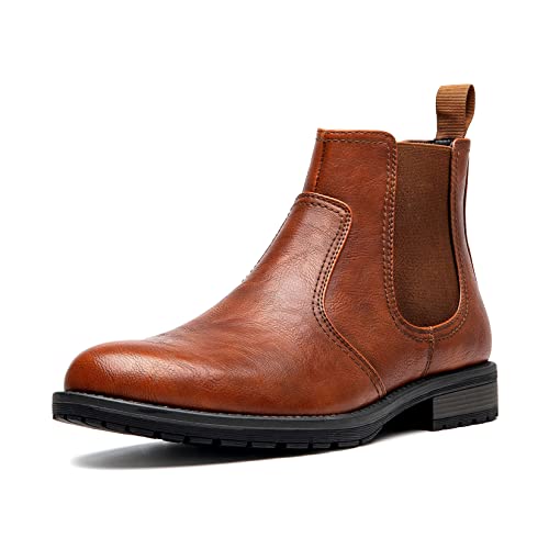 AMAPO Herren Chelsea Boots|Elastische Kleiderstiefel für Männer|Schlupfstiefeletten|Leichte Casual Herren Stiefel|Klassische Business Herren Stiefel, Braun (A20715-brn), 48 EU von AMAPO