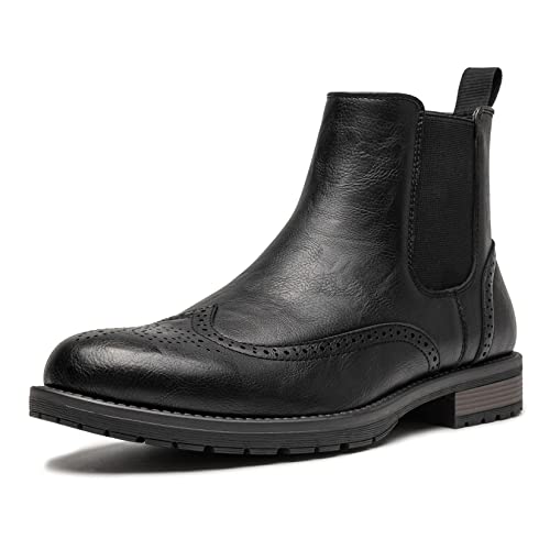 Herren Chelsea Boots Slip-on Formal Dress Boots für Männer Casual Ankle Men Boots, Schwarz-22715, 46.5 EU von AMAPO
