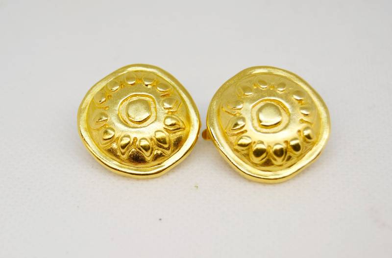 Vintage Gold Blumen Ohrclips Frauen Party Schmuck von AMAPOLAvintageFinds