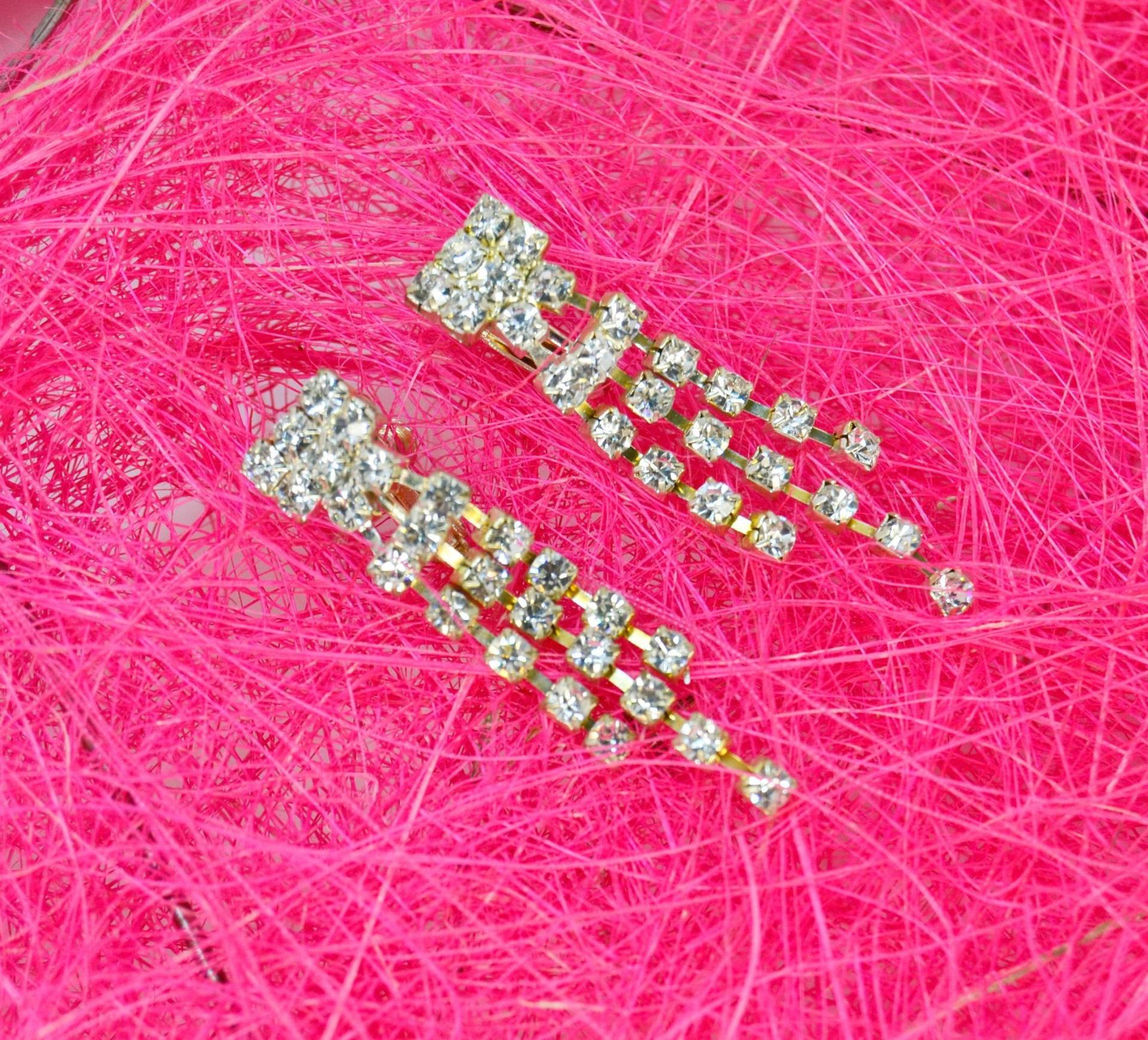 strass Ketten Ohrringe Silber Lange Hochzeitsschmuck von AMAPOLAvintageFinds