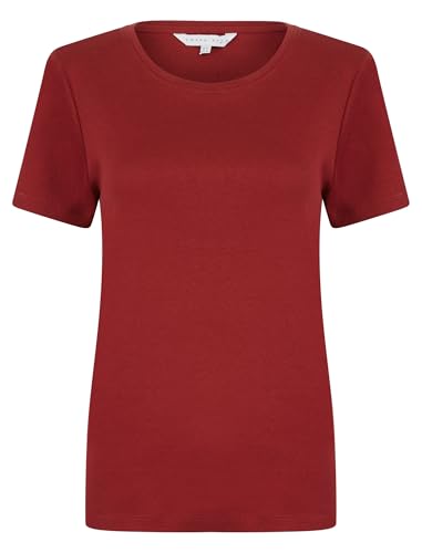 AMARA REYA Damen 'Katya' Einfarbiges T-Shirt mit Rundhalsausschnitt aus Baumwolle, ziegelrot, 40 von AMARA REYA