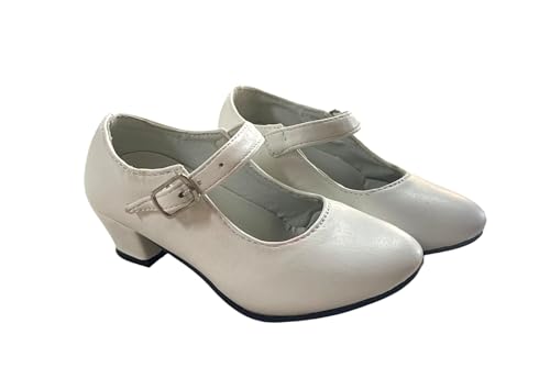 AMARU SANCHESU Tanzschuhe für Flamenco oder Sevillana, Kinder- und Erwachsenengröße, weiß, 33 EU von AMARU SANCHESU