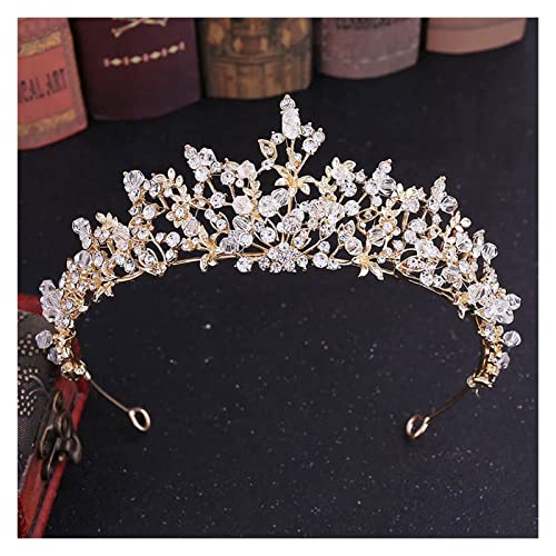 Band Tiara Hochzeit Luxus handgemachte Strass Kristall Krone Tiaras Brautbänder Frauen Hochzeit Haarschmuck Zubehör Krone (Größe: Gold) (A Silber) von AMAXRcsy