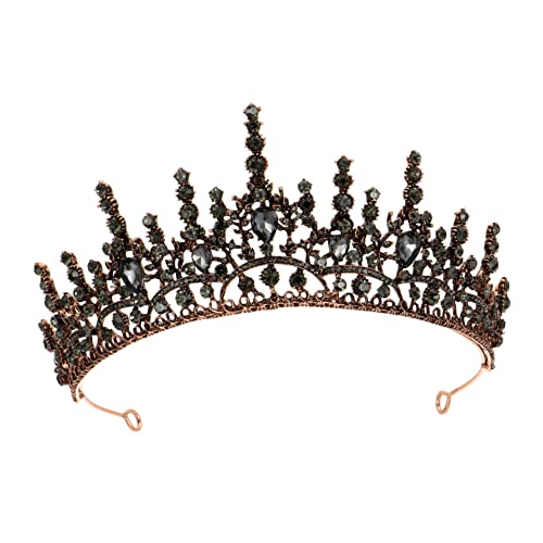 Barocke Krone Accesorios Para Mujer Damenband Damen Haarschmuck Hochzeit Tiara Halloween Kronen für Frauen Kristall Hochzeitskronen Barocke Tiara Kristall Tiaras Schwarze Legierung (Farbe: von AMAXRcsy