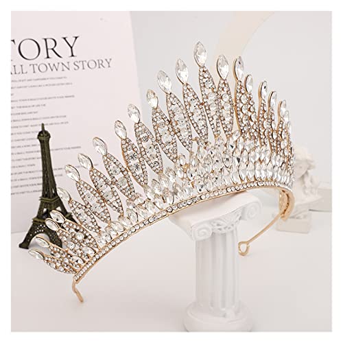 Brautkrone, Kristall-Tiaras, Hochzeitskrone für Bräute, Damen, Haarschmuck, Prinzessinnen-Festzug-Kleid, Tiara für Damen, Krone (Größe: Gold-Champagner) (A Gold-Champagner) von AMAXRcsy