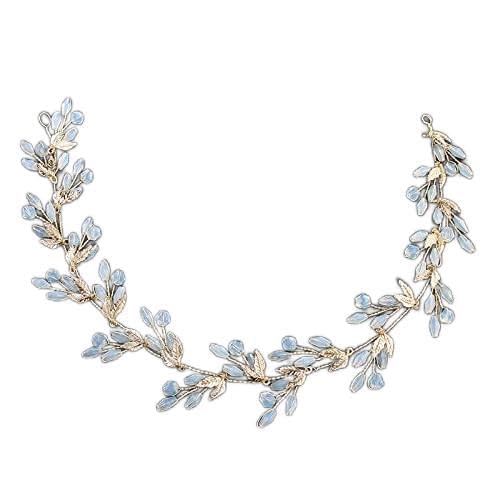 Diamant-Tiara, Hochzeits-Tiara, Band, Perlen, Blumen, Abschlussball, Brautband, Blattgold, Braut-Tiara, Damen-Haar-Accessoires von AMAXRcsy