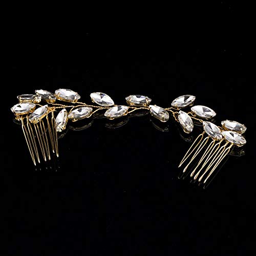 Diamant Tiara Mode Kristall Strass Haarkamm Gold Sommer Damen Haarspange Tiara Braut Haarschmuck von AMAXRcsy