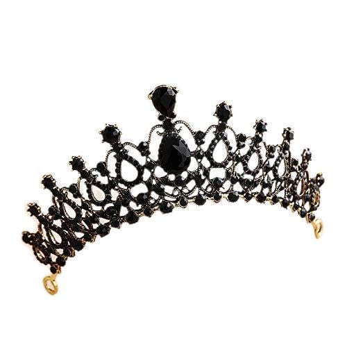 Diamant Tiara Retro Barock Brautkrone schwarzes Kleid Tiara Hochzeit Styling Haarschmuck Studiofotografie Schmuck von AMAXRcsy