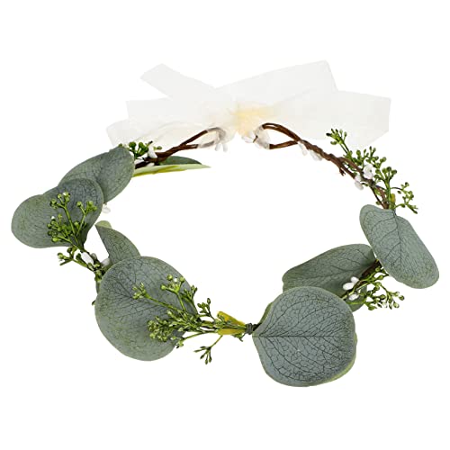 Haarnadel Künstliche Grüne Blattkrone Eukalyptus Blumenkranz Braut Blumenkranz Kleid Böhmisches Stück Band Hochzeit Waldband Foto Requisite von AMAXRcsy