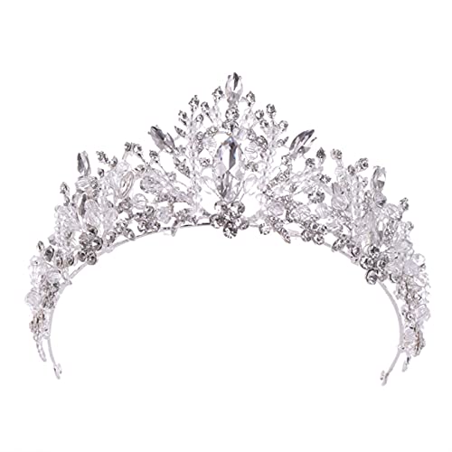 Haarschmuck für die Hochzeit der Braut, trendiger Haarschmuck für Hochzeiten, silberne Strass-Kristallkrone, Braut-Tiara, Prinzessin, Party, Hochzeit, Haarschmuck, Brautschmuck, Schleier von AMAXRcsy