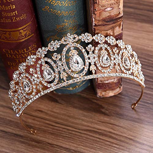 Handgefertigte, modische Kristall-Hochzeits-Braut-Tiara-Krone für Frauen, Abschlussball, Diadem, Haarschmuck, Hochzeit, Braut, Haarschmuck, Zubehör, Haarreifen (Metallfarbe: Rot) (Silberweiß) von AMAXRcsy