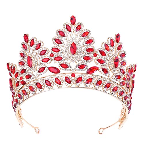 Handgefertigte Vintage-Barock-Tiara-Kronen, Braut-Rosa-Kristall-Krone, Festzug, Braut, Hochzeit, Haarschmuck, Zubehör, Haarreifen (Metallfarbe: Goldweiß) (A Silberweiß) von AMAXRcsy