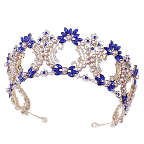 Handgefertigte Vintage-Kristallperlen-Brautkronen, wunderschönes Strass-Diadem für Braut-Tiaras, Hochzeit, Haarschmuck, Haarreifen (Metallfarbe: Hell) (A Hell) von AMAXRcsy