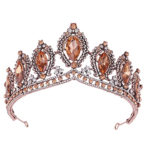 Handgefertigter, barocker, antiker Silber-Luxus-Kristall, für Hochzeit, große Krone, Königin, Tiara, für Damen, Festzug, Party, Haarschmuck, Accessoires, Haarreifen (Metallfarbe: Antik-Silberblau) von AMAXRcsy