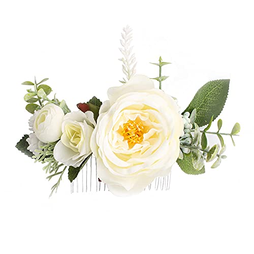 Hochzeitsbänder für die Braut, Braut-Haarschmuck, Hochzeitskleid, Stoff-Simulationsblumen, Vintage-Mori-handgefertigter Haarkamm, Braut-Haarstecker-Kamm-HS-J5705A (A) von AMAXRcsy