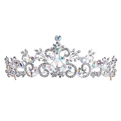 Kristall-Hochzeitskrone, Strass-Braut-Tiara, Kronenband für Hochzeit, Abschlussball, Geburtstag, Party, Haarschmuck für Frauen und Mädchen (Silber) (Farbe: Gouden, Größe: 15 x 15 x 5,5 cm) (Silber 1 von AMAXRcsy