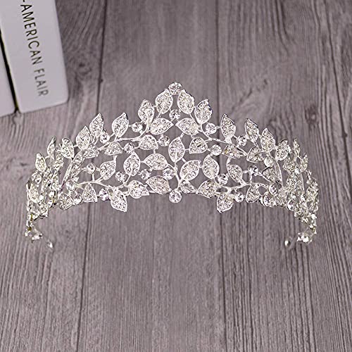 Luxuriöses Brautkleid, Haarschmuck, Kristall-Tiara, Party-Krone für Frauen, Hochzeit, Abschlussball, Haarschmuck, Krone (Farbe: Gold) (Silber B) von AMAXRcsy