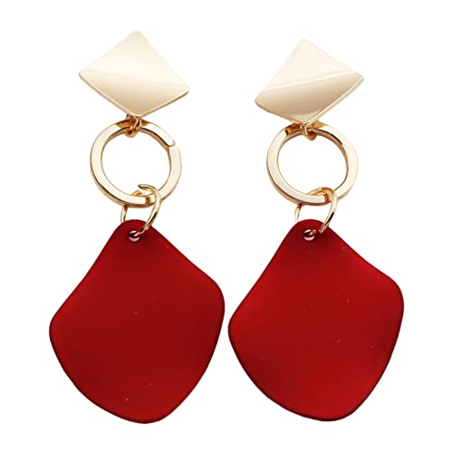 Ohrringe Damen-Ohrringe – verformter Schmuck, baumelnde Ohrringe für Damen, Rautenform, modern (Farbe: Rot) (Farbe: Rot) (Rot B) von AMAXRcsy