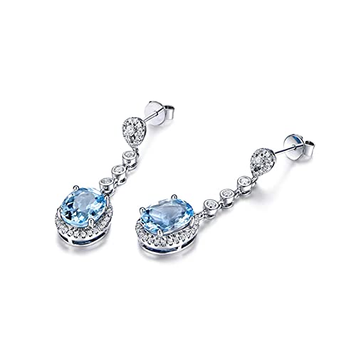 Personalisierte Ohrringe Aquamarin-Sterlingsilber-Ohrringe für Frauen, zarter Damenschmuck, Hochzeitsohrringe, hochwertige Ohrringe (Edelsteinfarbe: Königsblau) (A Königsblau) von AMAXRcsy